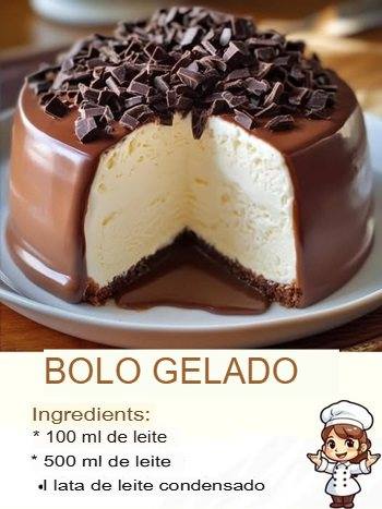 Bolo Gelado com Cobertura de Chocolate